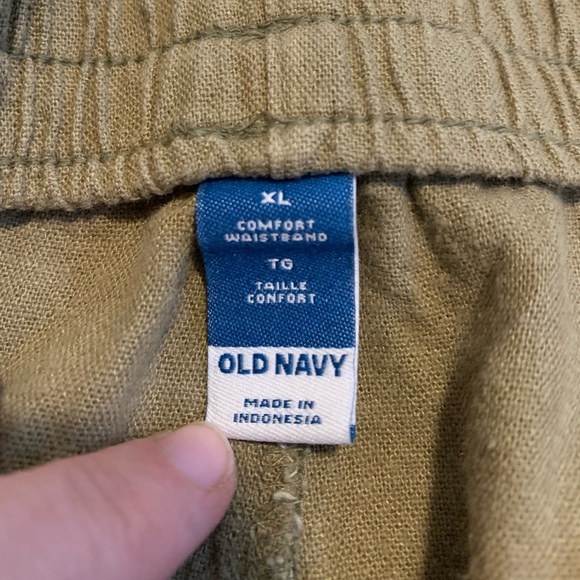 Old Navy XL Comfort Waist Linen-Blend Khaki Green Utility Shorts Pull-On - Picture 3 of 6